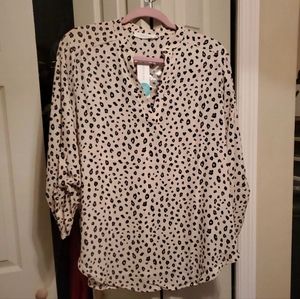 Beige and leopard print blouse